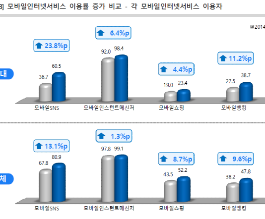 모바일인터넷 이용 50대 급증, 쇼핑은 여성이 주도