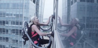 LG전자 청소기 메고 33층까지 오른 여성 등반가