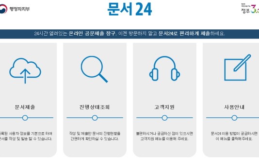 행정기관에 서류 제출 ‘문서24’ 이용…법인과 계약관련 서류 등
